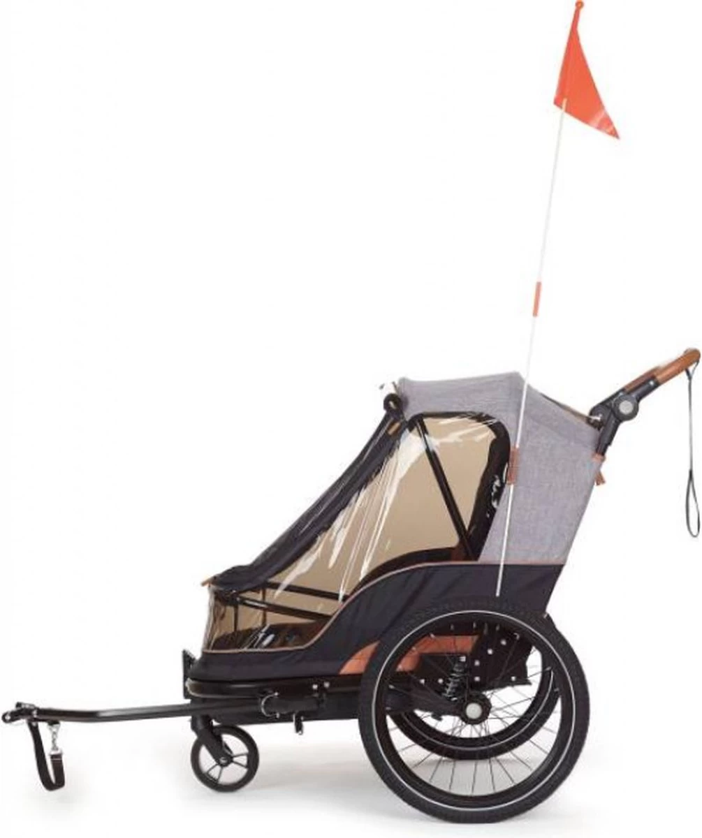 Bobike 2-in-1 Fietskar En Wandelwagen - Zwart/bruin - Afbeelding 6