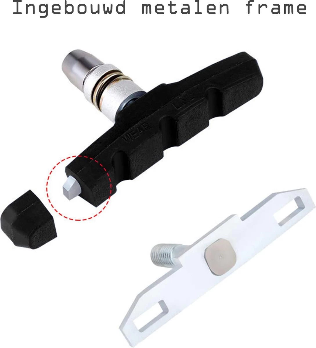 4 Set Universele Rubberen Fiets V Remblokken Set - 4 Paar – 8 Stuks – 70mm | Rubber Remblokjes | Fietsen Remblok | Remblokkenset | Remblokset Geschikt Voor Mountainbike, Stadsfiets, Vouwfiets En Tourfiets - Afbeelding 2