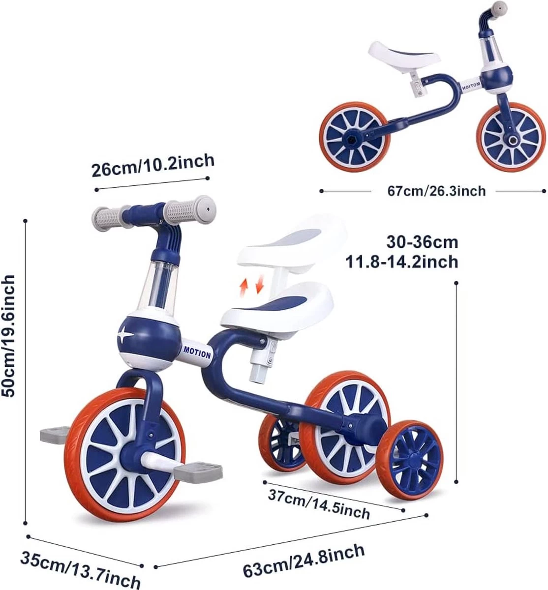 3 In 1 - Multifunctioneel Ombouwbare Kinderdriewieler - Kinder Trike - Peuterfiets - Kinder Fiets - Verstelbaar Zadel - Lichtgewicht - Lefvrije Banden -Ombouwbaar Tot Loopfiets, Driewieler, Tweewieler - Voor Kinderen Van 1-51 Jaar Roze - Afbeelding 3