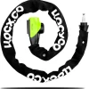 LLOCX Fiets Kettingslot Van 1 Meter + 2 Sleutels – 7mm Roestvrij Aluminium – Sluiten Zonder Sleutel – Insteekslot Met Groene Kliksluiting – Krasvrije & Scheurvrije Sleeve