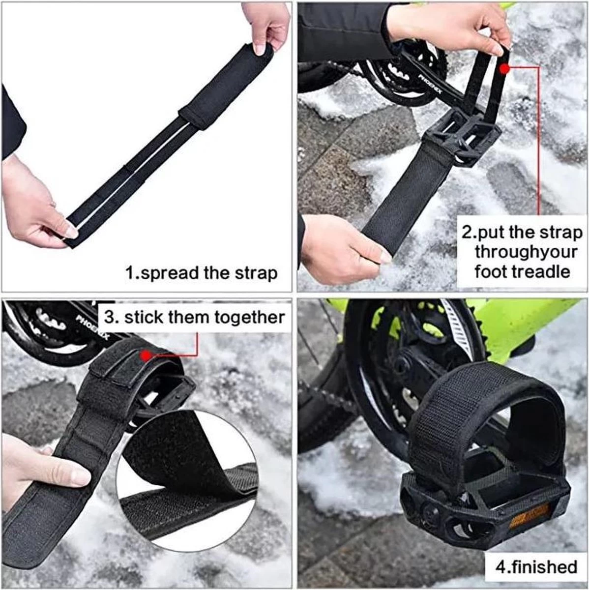 2 Fiets Pedalen Set- Anti-slip Bandjes- Klittenband Pedalen- Fiets Pedalen Bands - Foot Band Binding Bandvoor Meer Grip - Afbeelding 7