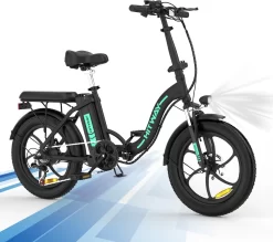 HITWAY E Bike Elektrische Fiets 20 Inch Dikke Band Opvouwbare Elektrische Fiets, 250W/36V/11,2Ah Batterij, Max. Bereik Tot 35-90km, Off-road Mountainbike Met Shimano 7 Versnellingen, Stad EBike Heren Dames