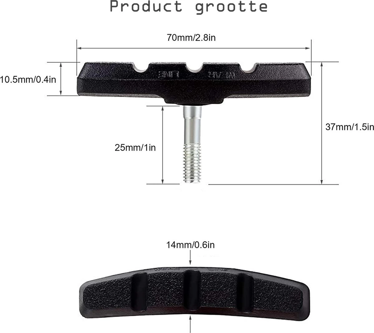 2 Set Universele Rubberen Fiets V Remblokken Set - 2 Paar – 4Stuks – 70mm | Rubber Remblokjes | Fietsen Remblok | Remblokkenset | Remblokset Geschikt Voor Mountainbike, Stadsfiets, Vouwfiets En Tourfiets - Afbeelding 3