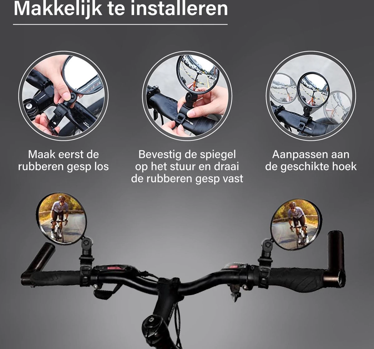 Fietsspiegel E Bike Achteruitkijkspiegel Mountainbike Accesoires - Wielrennen Motor Vespa Elektrische Fiets - Bartief® - Afbeelding 2