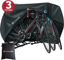 Merkloos Fietshoes - Voor 2 Fietsen Of 3 Fietsen - Waterdicht - Ultra Sterk & Dik - Premium PU Coating - Incl. Opberghoes