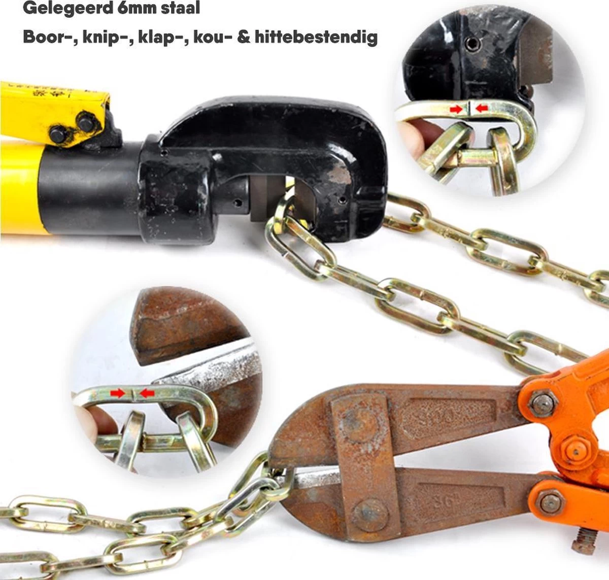 LLOCX Fiets Kettingslot Van 1 Meter + 2 Sleutels – 7mm Roestvrij Aluminium – Sluiten Zonder Sleutel – Insteekslot Met Groene Kliksluiting – Krasvrije & Scheurvrije Sleeve - Afbeelding 2