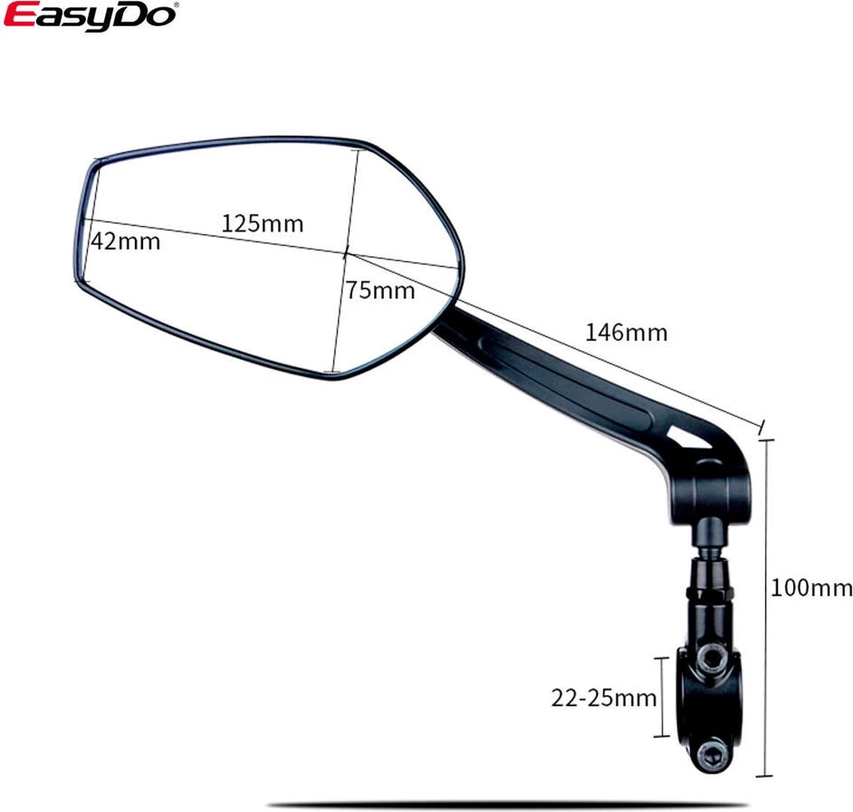 EasyDo Fietsspiegel Ebike Incl Grote Kijkhoek - Achteruitkijkspiegel - Links - 360º Verstelbaar - Multifunctioneel - Incl Inbussleutel - Afbeelding 7