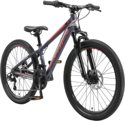 Bikestar 24 Inch 21 Speed Hardtail MTB Sport, Blauw / Rood