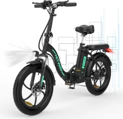 HITWAY Elektrische Fiets | 20" Opvouwbare Volwassen Vette Fiets | Batterij 36V/11,2Ah,Motor 250W, Max Bereik 35-90km | E Bike City