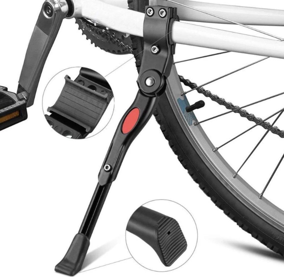 Ekkong - Fietsstandaard Enkel 26 Cm Zijstandaard Aluminium Roestvrij Fiets Mountainbikes Makkelijk - Mountainbike Standaard Universeel - MTB Kickstand - Afbeelding 3