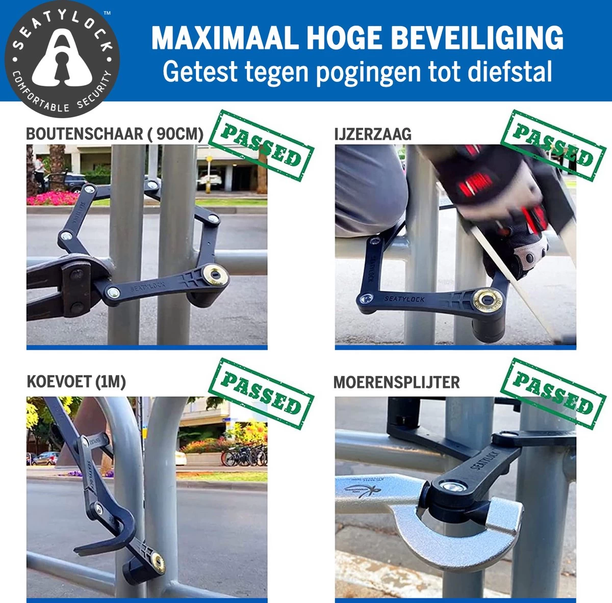 FoldyLock Forever Vouwslot Fietsslot 18/18 Gold Hoge Kwaliteit - Voor Elk Type Fiets - Met Houder 90cm - Afbeelding 9