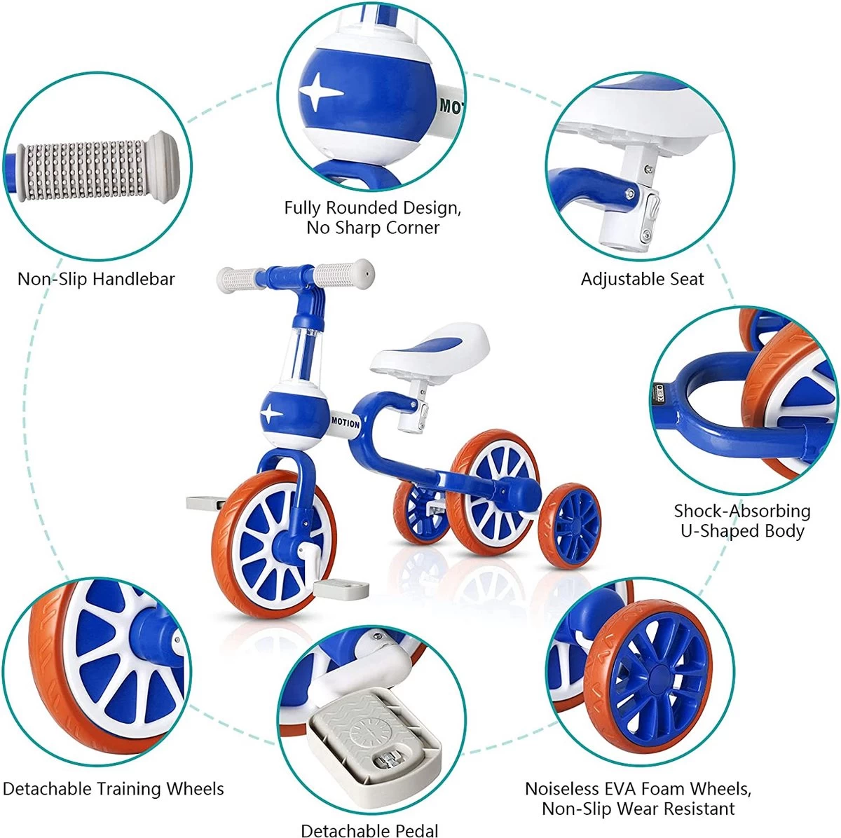 3 In 1 - Multifunctioneel Ombouwbare Kinderdriewieler - Kinder Trike - Peuterfiets - Kinder Fiets - Verstelbaar Zadel - Lichtgewicht - Lefvrije Banden -Ombouwbaar Tot Loopfiets, Driewieler, Tweewieler - Voor Kinderen Van 1-51 Jaar Roze - Afbeelding 4