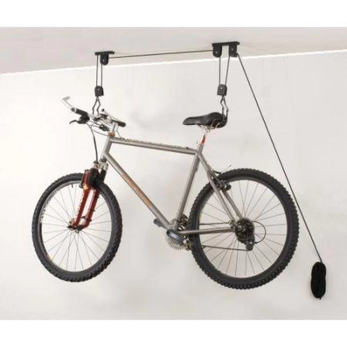 Merkloos Double Fietslift Ophangsysteem - Plafond Fietsbeugel Met Haken - Fietshaak Plafondlift Ophangbeugel - 2 Ophanghaken - Afbeelding 3