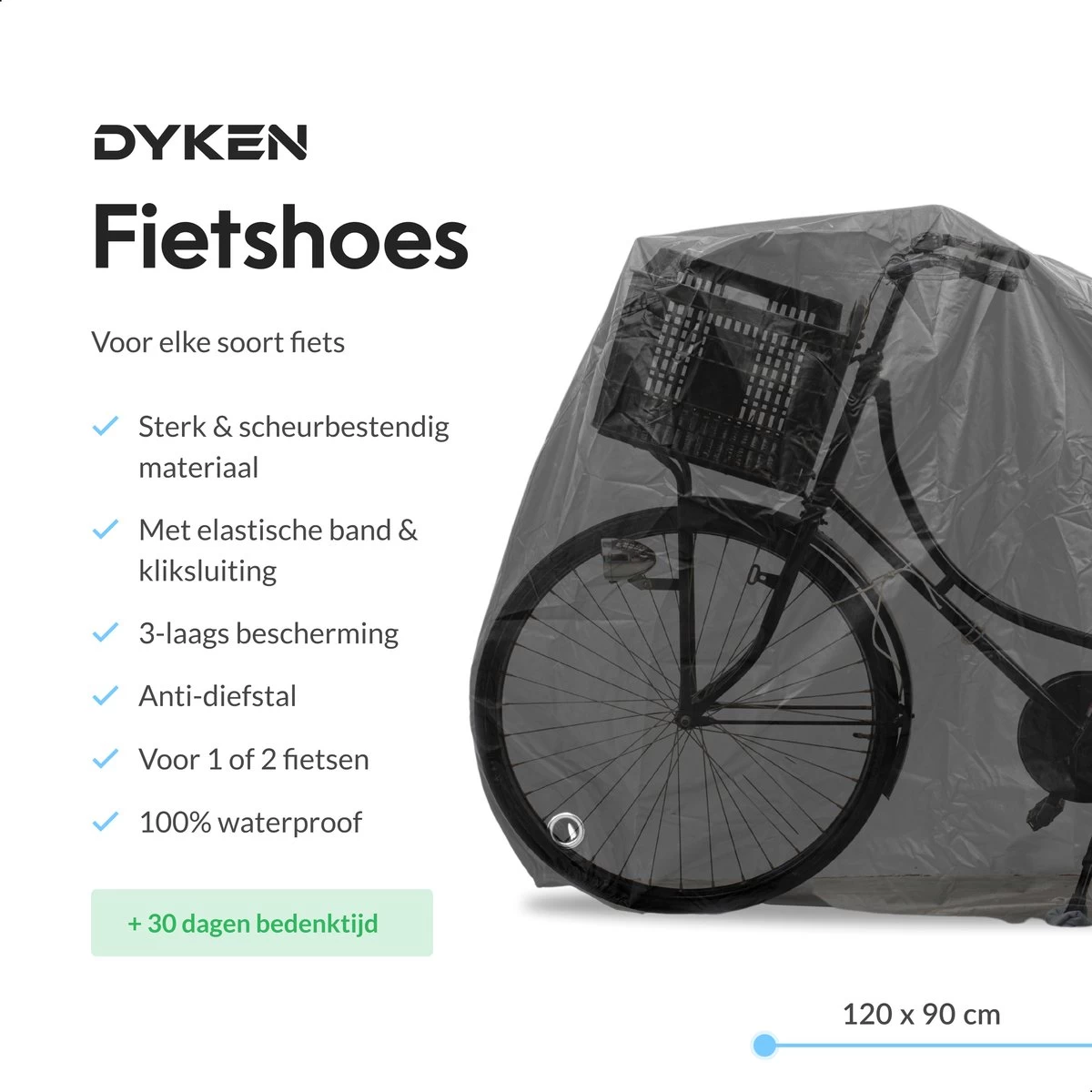 Dyken Fietshoes - Universele Fietsbeschermhoes - Waterdicht - Voor Fietsen En (kleine) Scooters - 300D Oxford - 1-2 Fietsen - Afbeelding 2