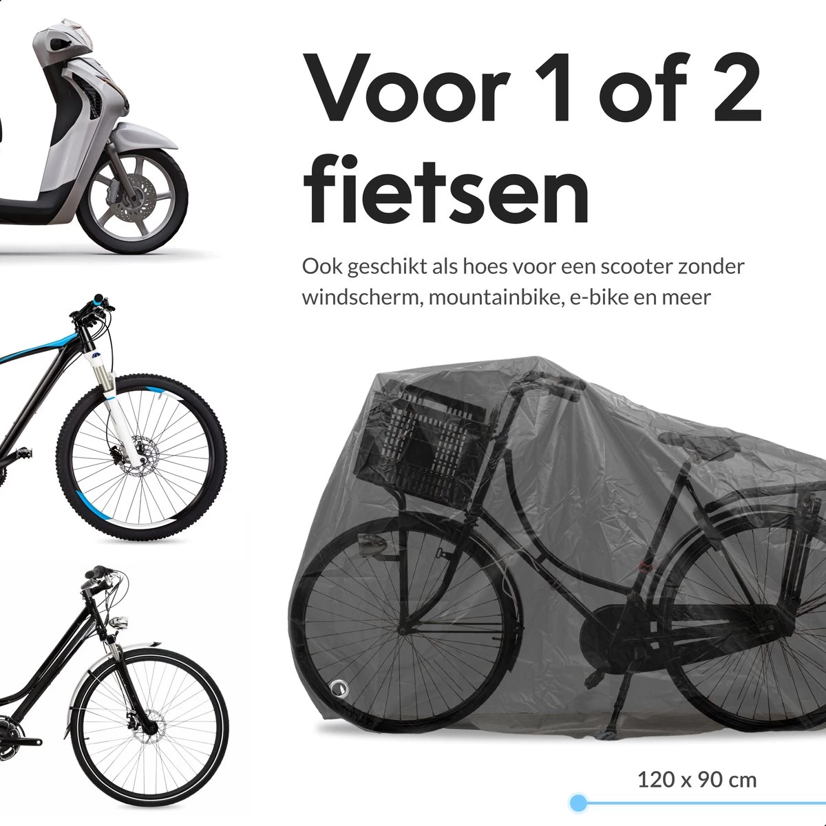 Dyken Fietshoes - Universele Fietsbeschermhoes - Waterdicht - Voor Fietsen En (kleine) Scooters - 300D Oxford - 1-2 Fietsen - Afbeelding 3