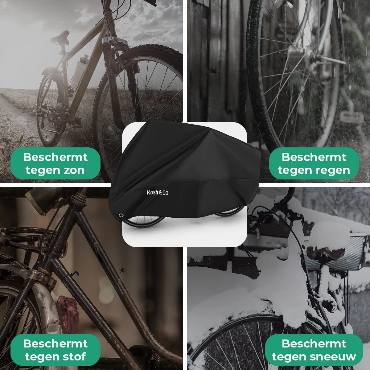 Merkloos Fietshoes Voor 2 Fietsen - Fietshoes Waterdicht - XL - Incl. Gratis Zakje & Zadelhoes - Afbeelding 3