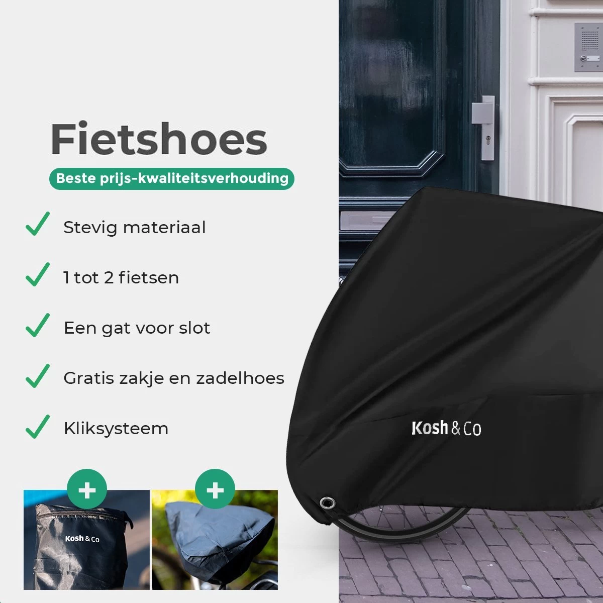 Merkloos Fietshoes Voor 2 Fietsen - Fietshoes Waterdicht - XL - Incl. Gratis Zakje & Zadelhoes - Afbeelding 7