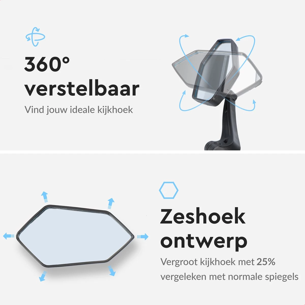 Dyken Fietsspiegel Links - Achteruitkijkspiegel Op Stuur - Fietsspiegel Ebike - Fiets Spiegel - Afbeelding 4