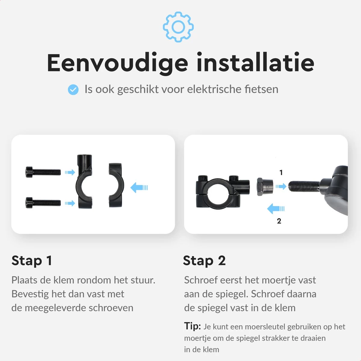 Dyken Fietsspiegel Links - Achteruitkijkspiegel Op Stuur - Fietsspiegel Ebike - Fiets Spiegel - Afbeelding 6