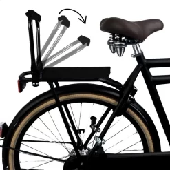 Fietskussen, Rugleuning En Voetsteuntjes - Complete Set Voor Je Fiets - Ideaal Voor Kleuter Of Schoolkind (van 5 Tot 8 Jaar)- Zwart - Comfortabel - Velcro Bevestiging - Waterafstotend