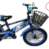 Kinderfiets - 14 Inch Kinderfiets -vanaf 3-5 Jaar Jongens En Meisjes Fietsen - Terugtrap -Rem -Stabilisatoren（2 Zijwieltjes）- Mandje - Achterbank - Blauw