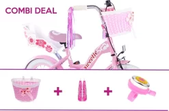 Kinderfiets- Meisjesfiets - Roze - Pakket Met Mand - Fietsbel - Slingers - Handvat Versiering - 12 Inch - 14 Inch - 18 Inch - 20 Inch