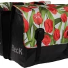 BECK Canvas Small Dubbele Fietstas - Bloemen - 36 Liter