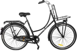 Wheelerz Omafiets Classic Eco 26 Inch Matzwart | Inclusief Voordrager