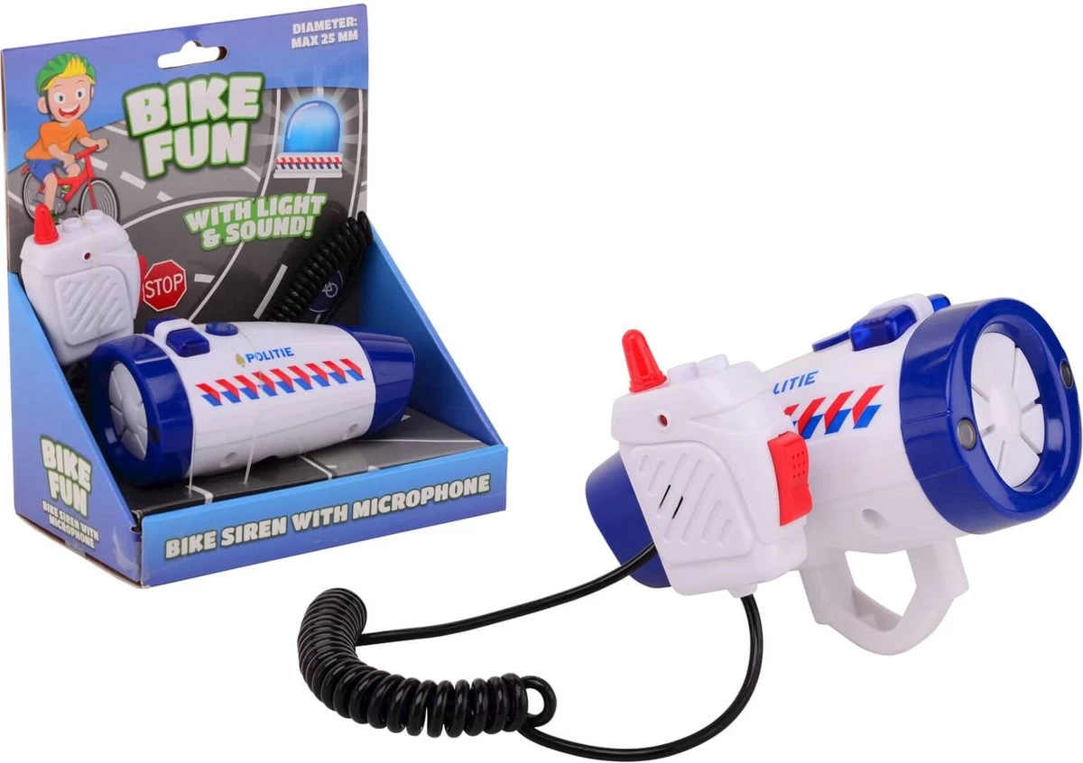 Bike Fun Politiesirene Met Microfoon Junior Wit/rood/blauw - Afbeelding 2