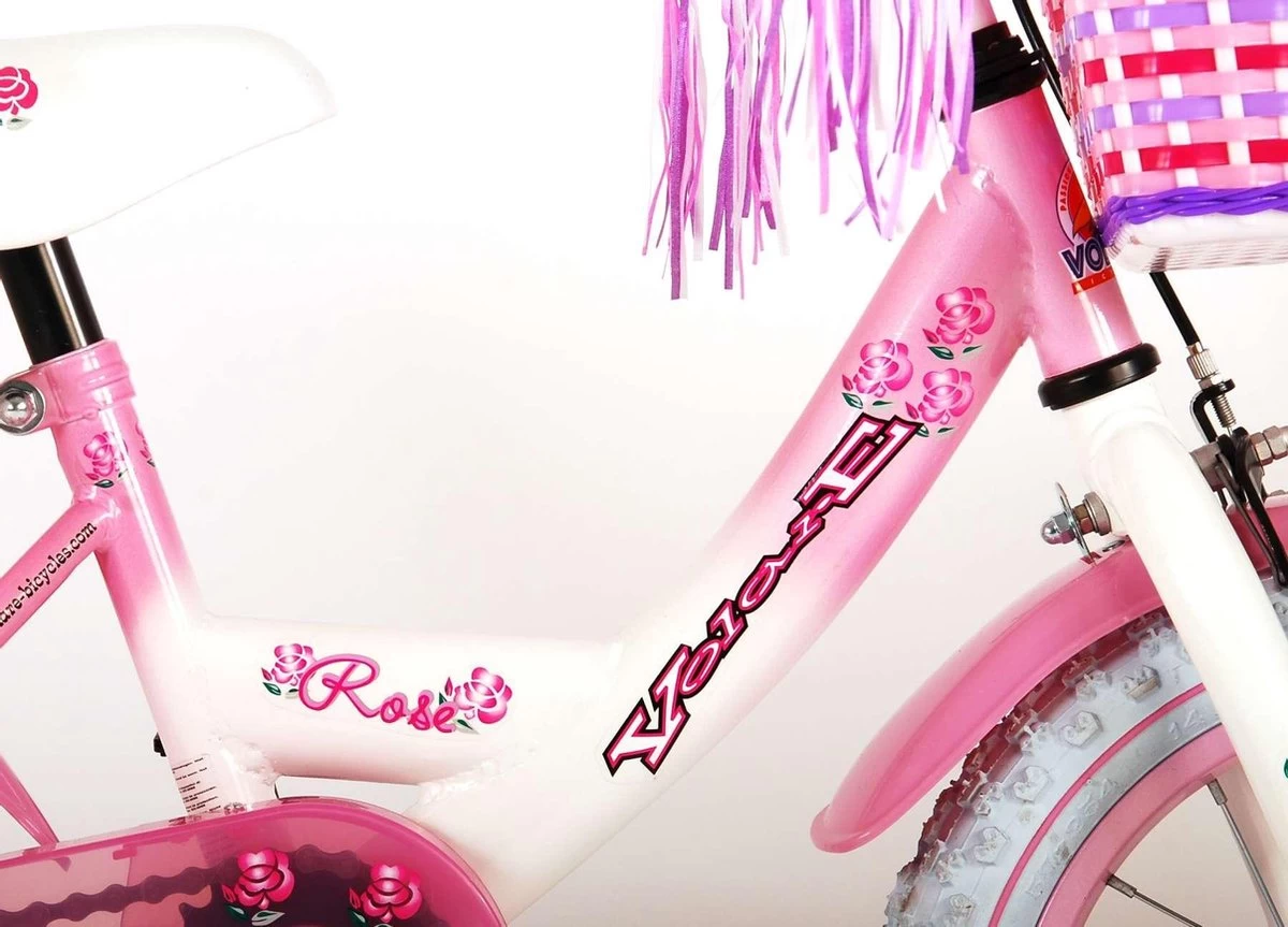 Volare Rose Kinderfiets - Meisjes - 14 Inch - Roze Wit - 95% Afgemonteerd - Afbeelding 6