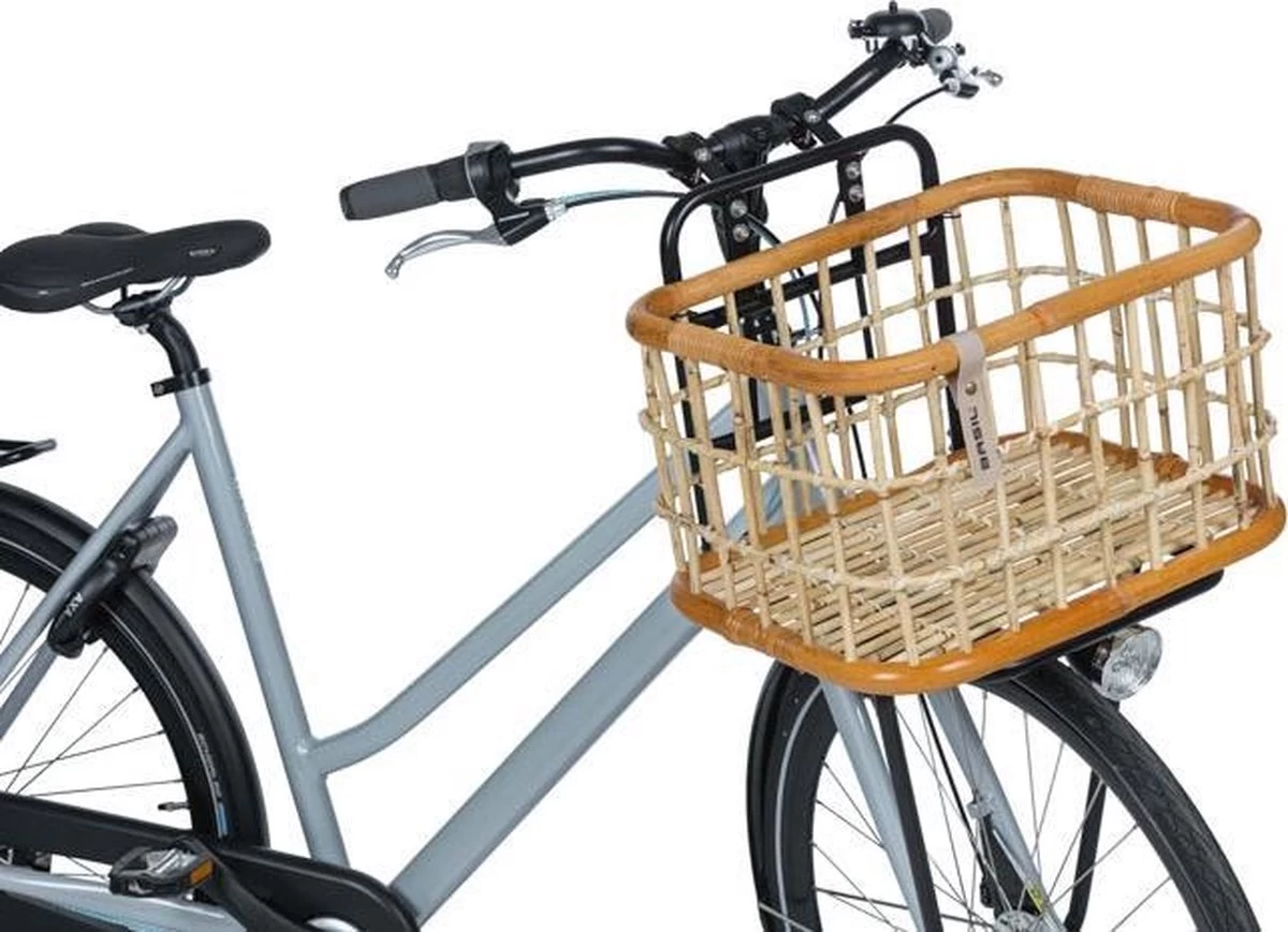 Basil Green Life Fietsmand L - Voor - Ecologisch Rotan - Large - Bruin - 30 Liter - Afbeelding 6