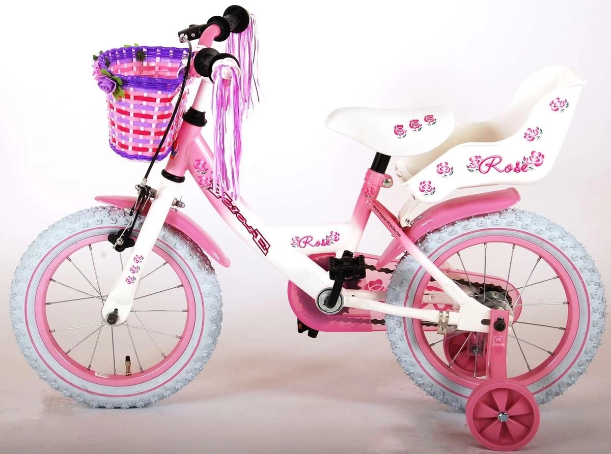 Volare Rose Kinderfiets - Meisjes - 14 Inch - Roze Wit - 95% Afgemonteerd - Afbeelding 12
