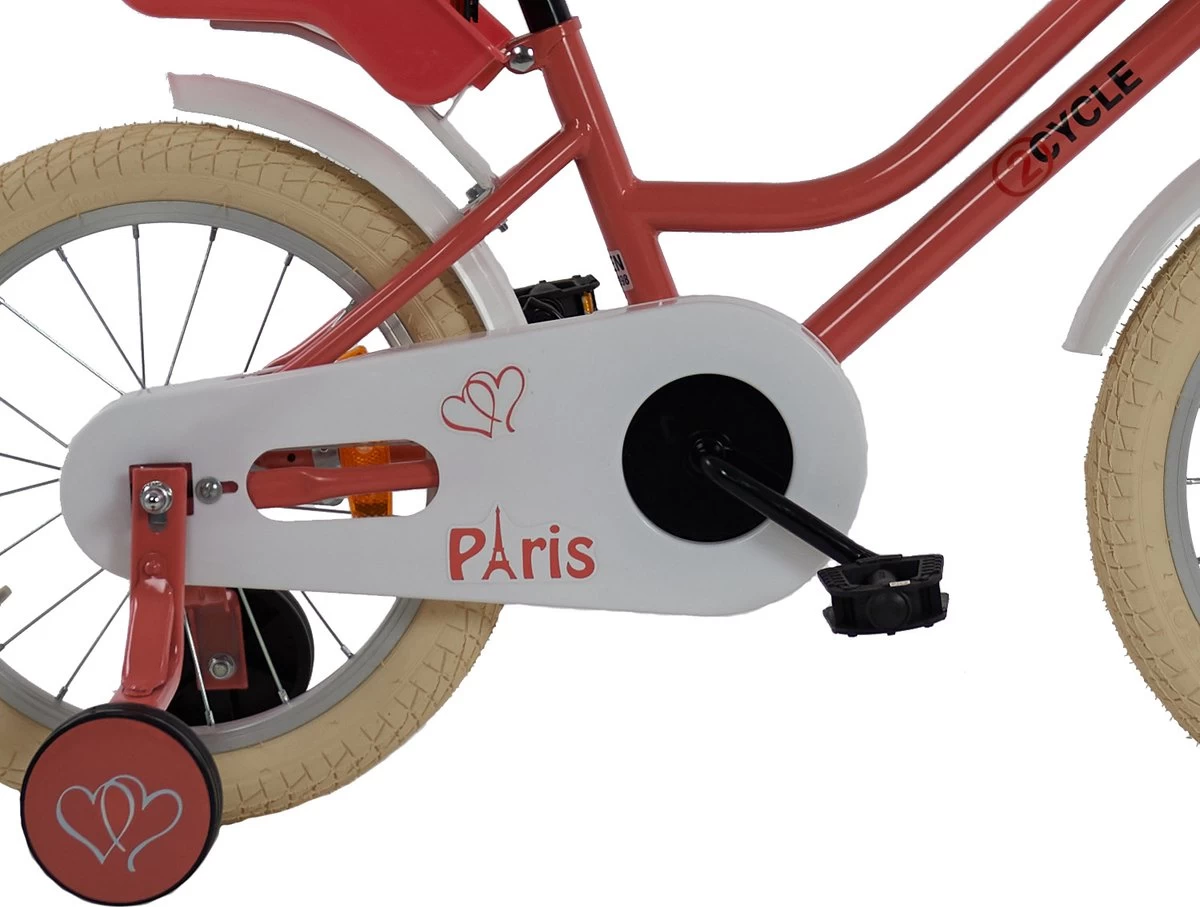 2Cycle Paris Meisjesfiets - 16 Inch - Roze-Wit - Met Poppenzitje - Meisjesfiets - Afbeelding 4