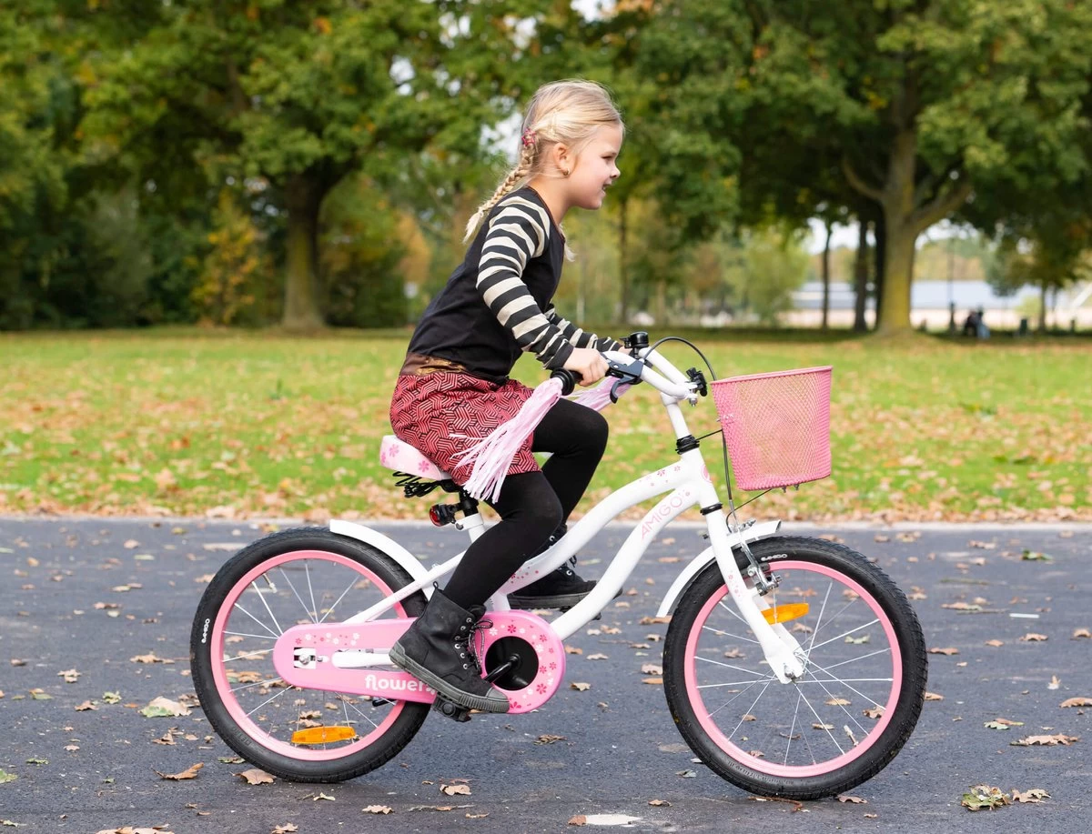 Amigo Flower Meisjesfiets - Kinderfiets 18 Inch - Wit - Afbeelding 6