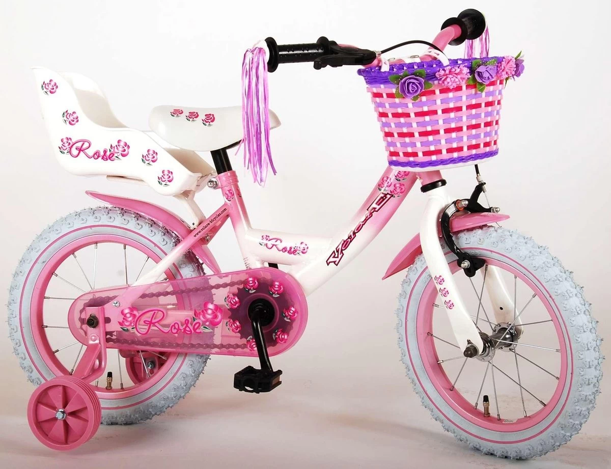 Volare Rose Kinderfiets - Meisjes - 14 Inch - Roze Wit - 95% Afgemonteerd - Afbeelding 7