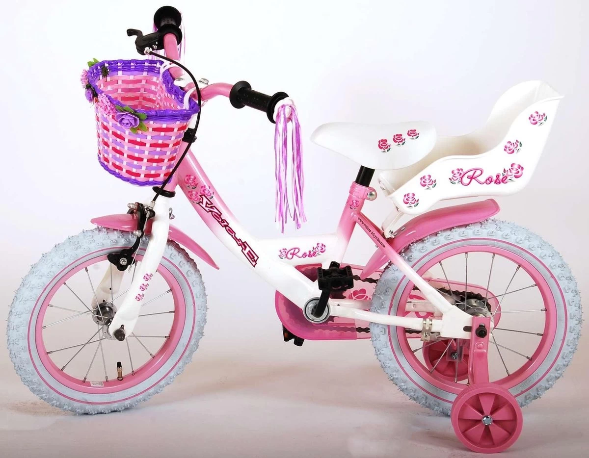 Volare Rose Kinderfiets - Meisjes - 14 Inch - Roze Wit - 95% Afgemonteerd - Afbeelding 13