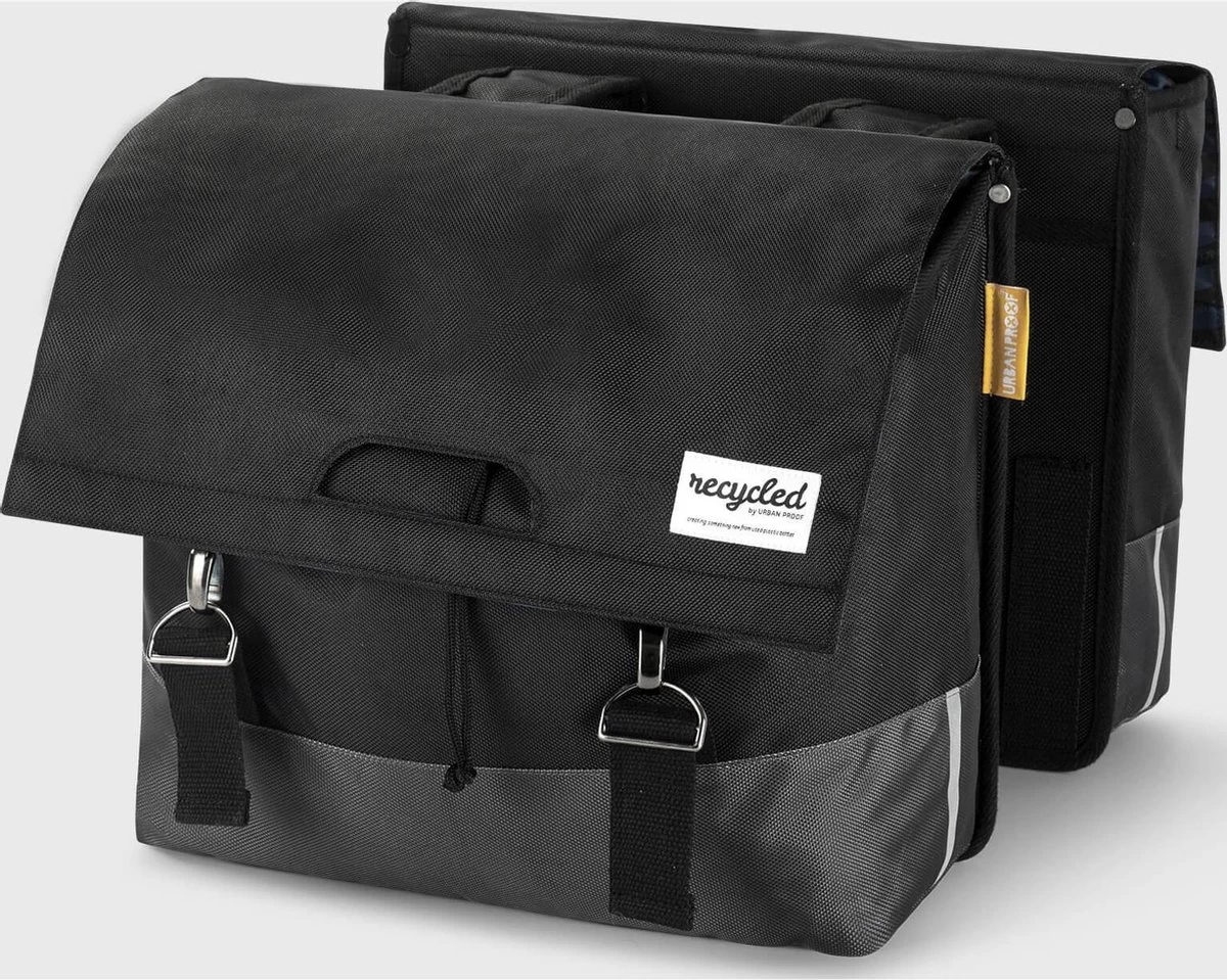 Urban Proof Fietstas Dubbel 40L Recycled Zwart Gri-Zwart/Grijs