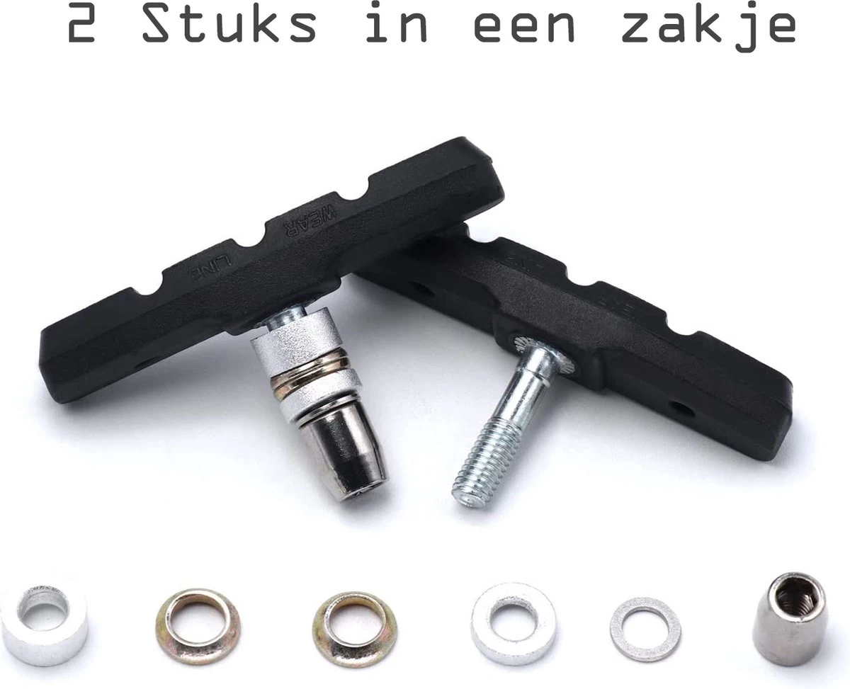 2 Set Universele Rubberen Fiets V Remblokken Set - 2 Paar – 4Stuks – 70mm | Rubber Remblokjes | Fietsen Remblok | Remblokkenset | Remblokset Geschikt Voor Mountainbike, Stadsfiets, Vouwfiets En Tourfiets - Afbeelding 2