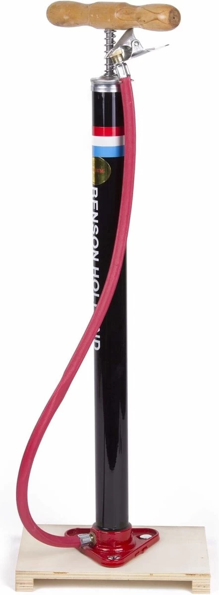 Benson Nederlandse Klassieke Fietspomp - Houten Voetplaat - Max Druk 3 Bar - Afbeelding 3